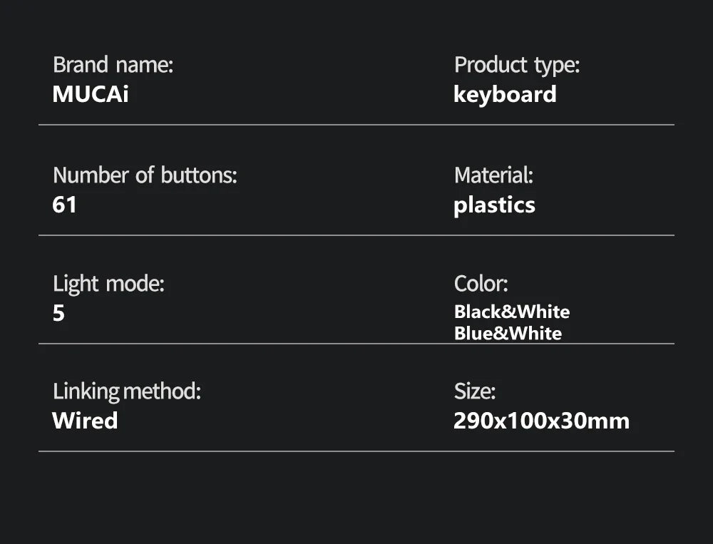 MUCAI MK61 USB Gaming Mechanical Keyboard